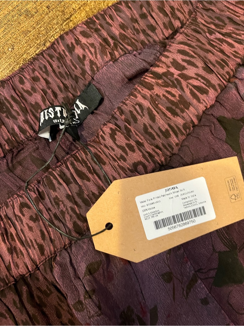 💔SOLD💔 Disturbia Mabel Purple Velvet Floral Patchwork Maxi Skirt Size 8 or M-L - Picture 3 of 3
